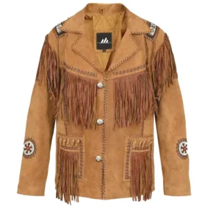 Western Cowboy Leather Jacket – Genuine Cowhide & Fringe Style