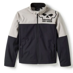 Harley-Davidson Men’s Water Repellent Jacket | Willie G. Skull Softshell, Black/.Grey 97413-25VM