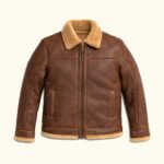 Grizzly Brown Shearling Leather Bomber Jacket | HlX-A1001