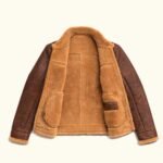 Grizzly Brown Shearling Leather Bomber Jacket | HlX-A1001 - Image 2