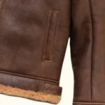 Grizzly Brown Shearling Leather Bomber Jacket | HlX-A1001 - Image 5