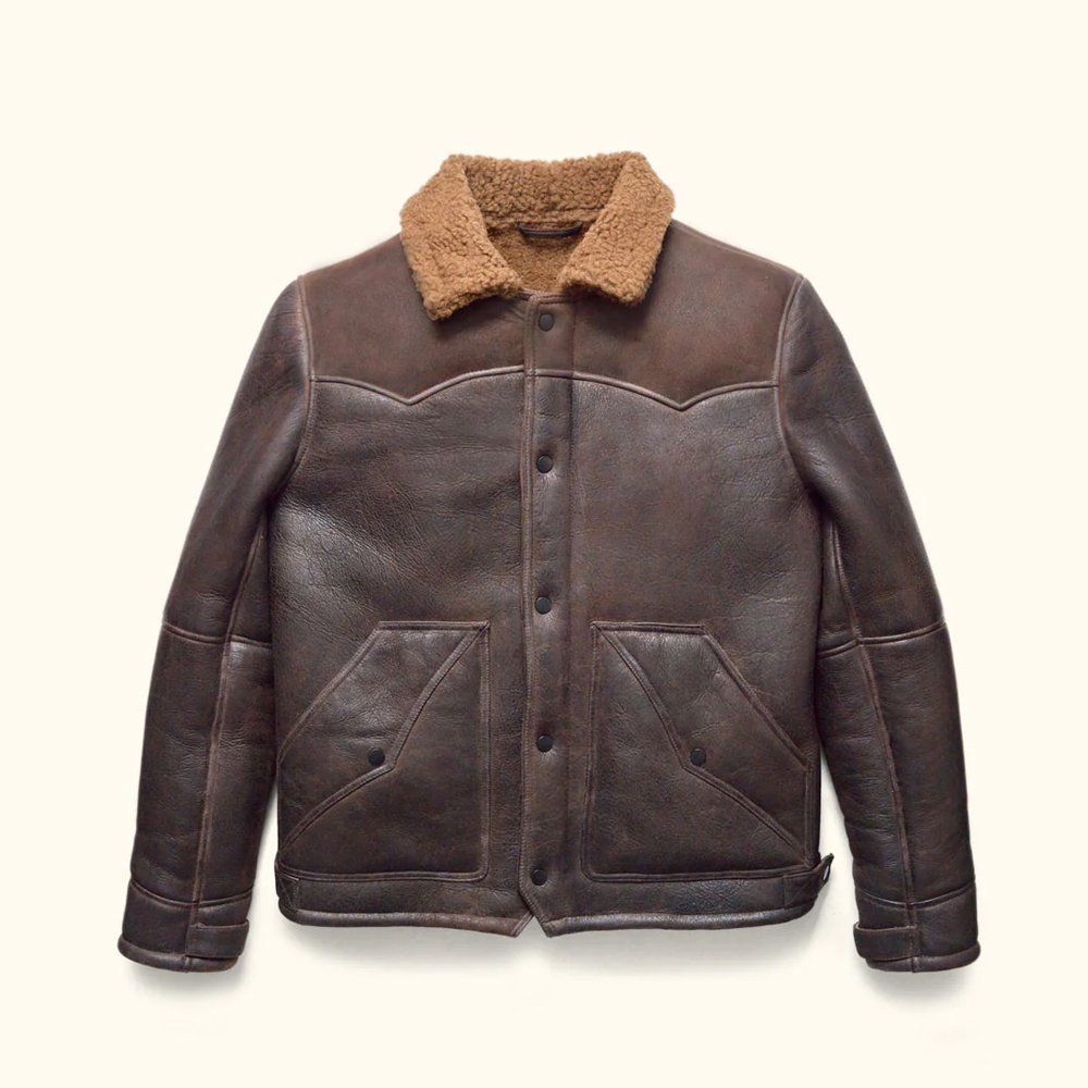 Brown Jackson Shearling Leather Jacket | HlX-A1003