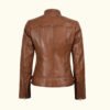 Women's Tan Brown Lambskin Leather Cafe Racer Jacket | HlX-A1011 - Image 4