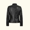 Women's Black Cafe Racer Real Lambskin Leather Jacket | HlX-A1012 - Image 2
