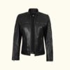 Women's Black Cafe Racer Real Lambskin Leather Jacket | HlX-A1012 - Image 6