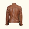 Women's Cafe Racer Tan Real Leather Jacket | HlX-A1013 - Image 2