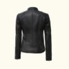 Women's Black Lambskin Leather Biker Jacket | HlX-A1014 - Image 2