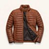 Light Brown Bridger Leather Down Jacket | HlX-A1006