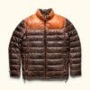 Tan & Brown Bridger Leather Down Jacket | HlX-A1007 - Image 2