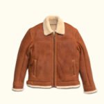 Whiskey Brown Shearling Leather Bomber Jacket | HlX-A1009