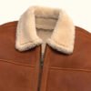 Whiskey Brown Shearling Leather Bomber Jacket | HlX-A1009 - Image 4