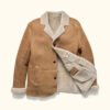 Sandstone Brown Big Sky Shearling Leather Blazer | HlX-A1010