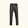 Men’s Black Zipper Leather Pants | HlX-A1024 - Image 2