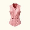 Women’s Baby Pink Leather Vest | Sheepskin | HlX-A1038