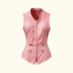 Women’s Baby Pink Leather Vest | Sheepskin | HlX-A1038
