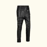 Men’s Black Zipper Leather Pants | HlX-A1024