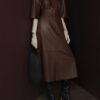 Women’s Long Leather Skirt | Genuine Leather | HlX-A1028