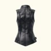 Women’s Stylish Black Leather Vest | Sheepskin | HlX-A1039 - Image 2