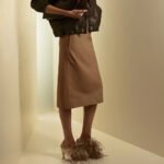 Women’s Camel Leather Pencil Skirt | HlX-A1031
