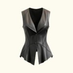 Women’s Zester Black Leather Vest | Sheepskin | HlX-A1040