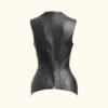 Women’s Zester Black Leather Vest | Sheepskin | HlX-A1040 - Image 2