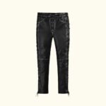 Women’s Rubbed Black Leather Pants | HlX-A1027