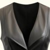Women’s Zester Black Leather Vest | Sheepskin | HlX-A1040 - Image 3