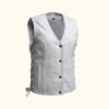 Women’s Motorcycle White Leather Vest | Sheepskin | HlX-A1041