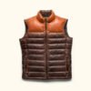 Tan & Brown Bridger Leather Down Vest | HlX-A1047 - Image 2