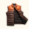 Tan & Brown Bridger Leather Down Vest | HlX-A1047