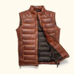 Light Brown Bridger Leather Down Vest | HlX-A1048