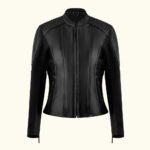Amelia Black - Women's Motorcycle Leather Jacket | HlX-A1054